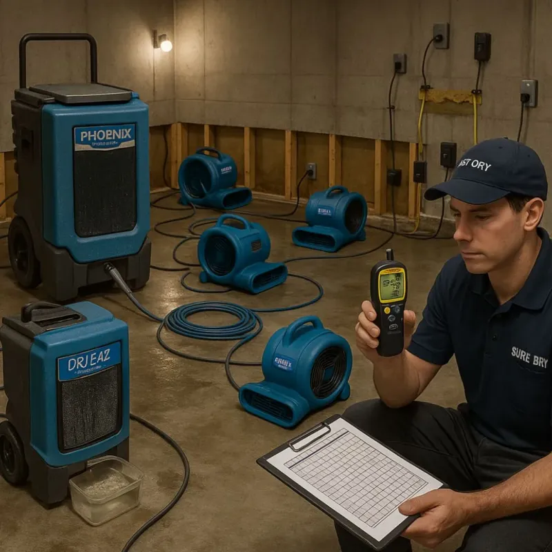 Structural Drying and Dehumidification process in West Union, WV